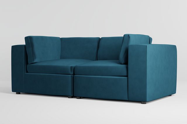 Destin Joya Teal Velvet 2-piece Modular Sofa