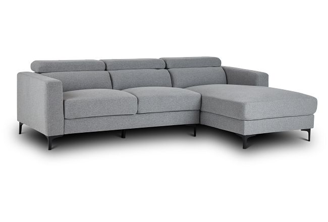 Trenton Light Gray Fabric Right Chaise Sectional