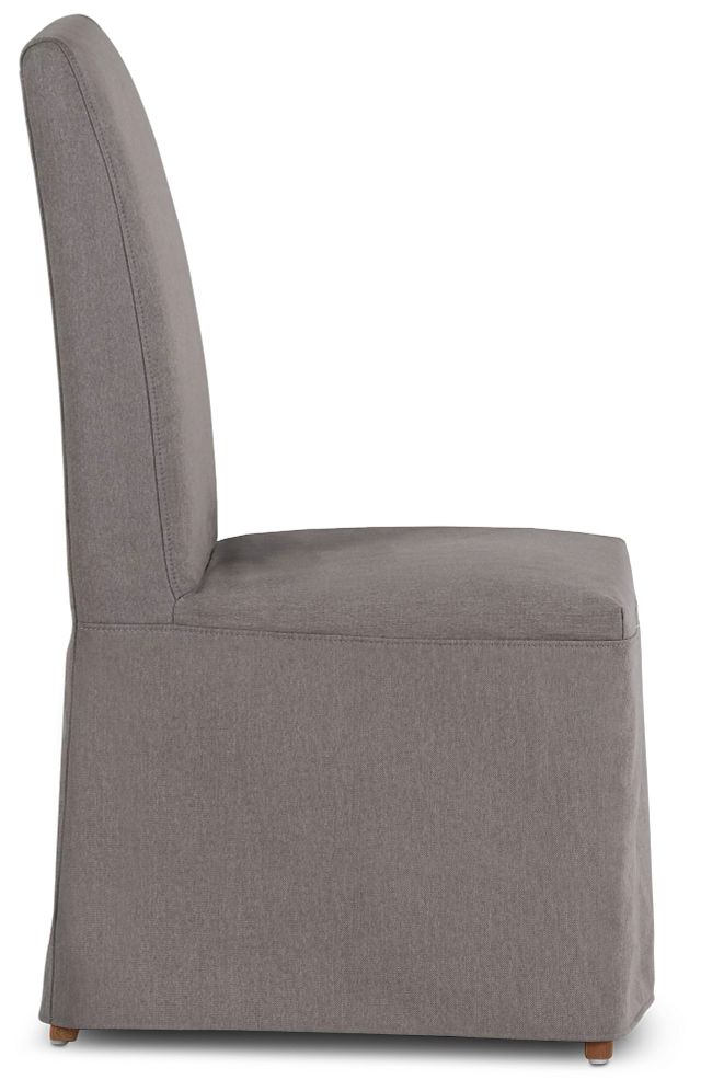 Harbor Dark Gray Long Slipcover Chair With Light Tone Leg