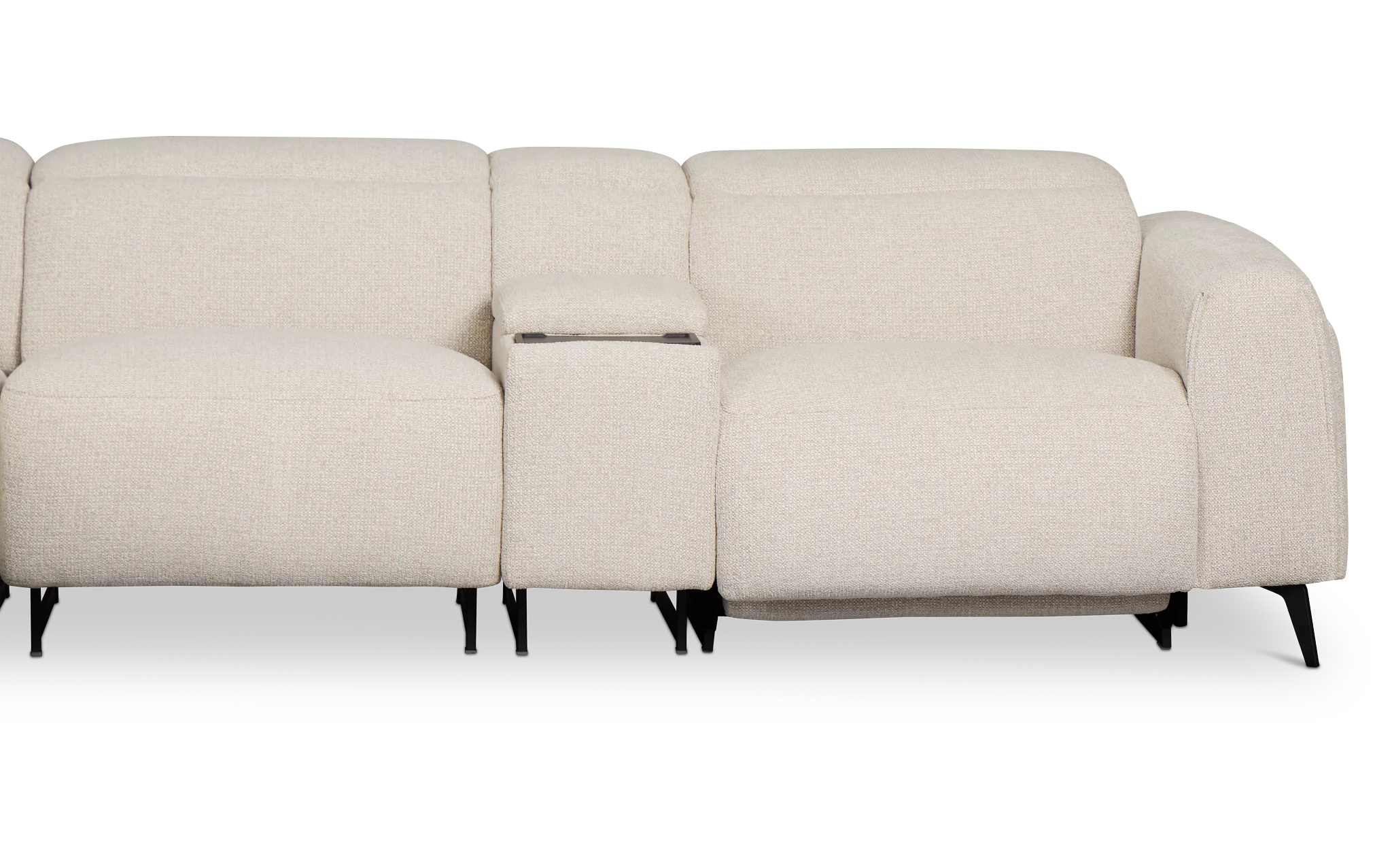 Reyna Light Beige Fabric Large Dual Power Reclining Two-arm Sectional