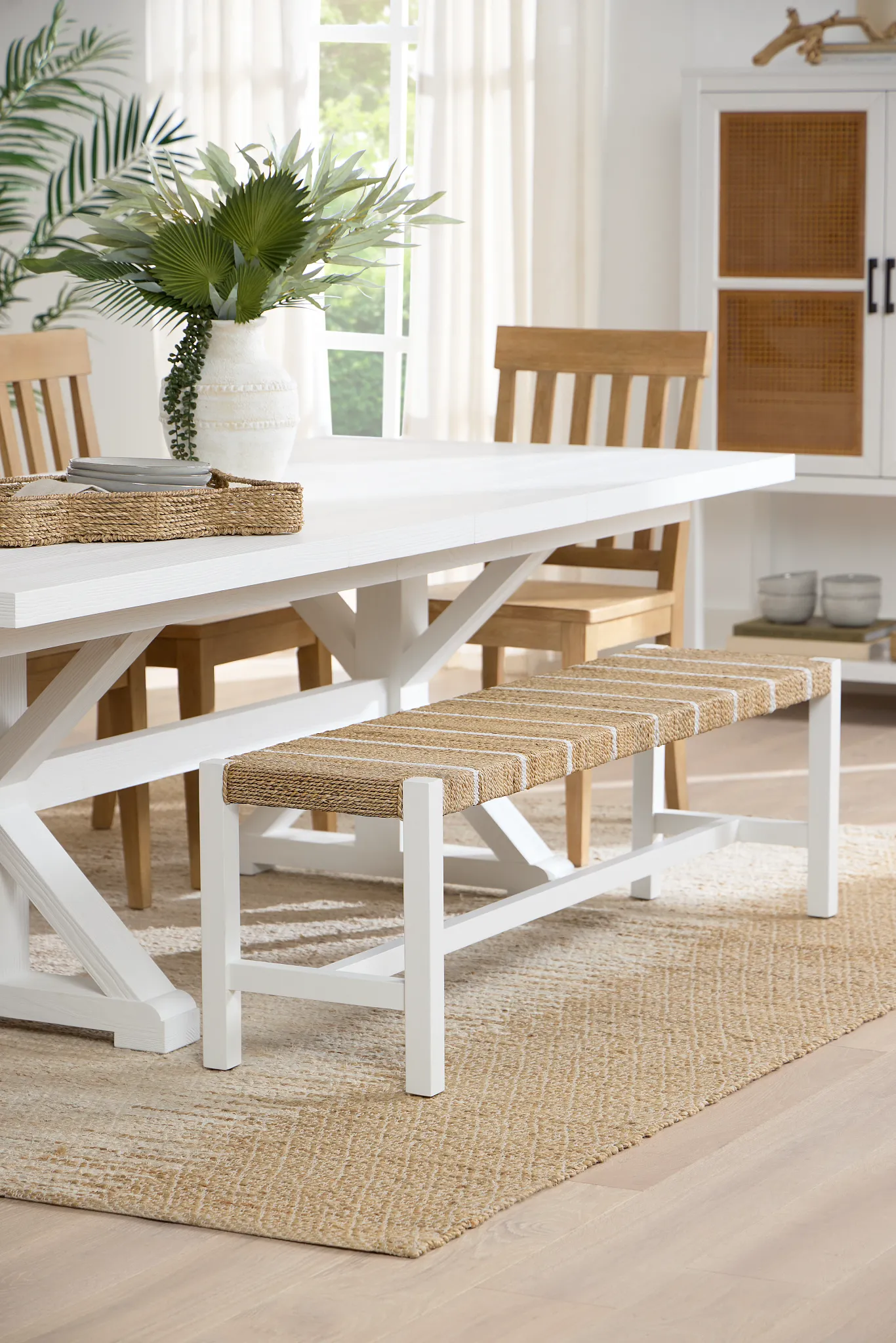 Nantucket Light Tone Woven Dining Bench