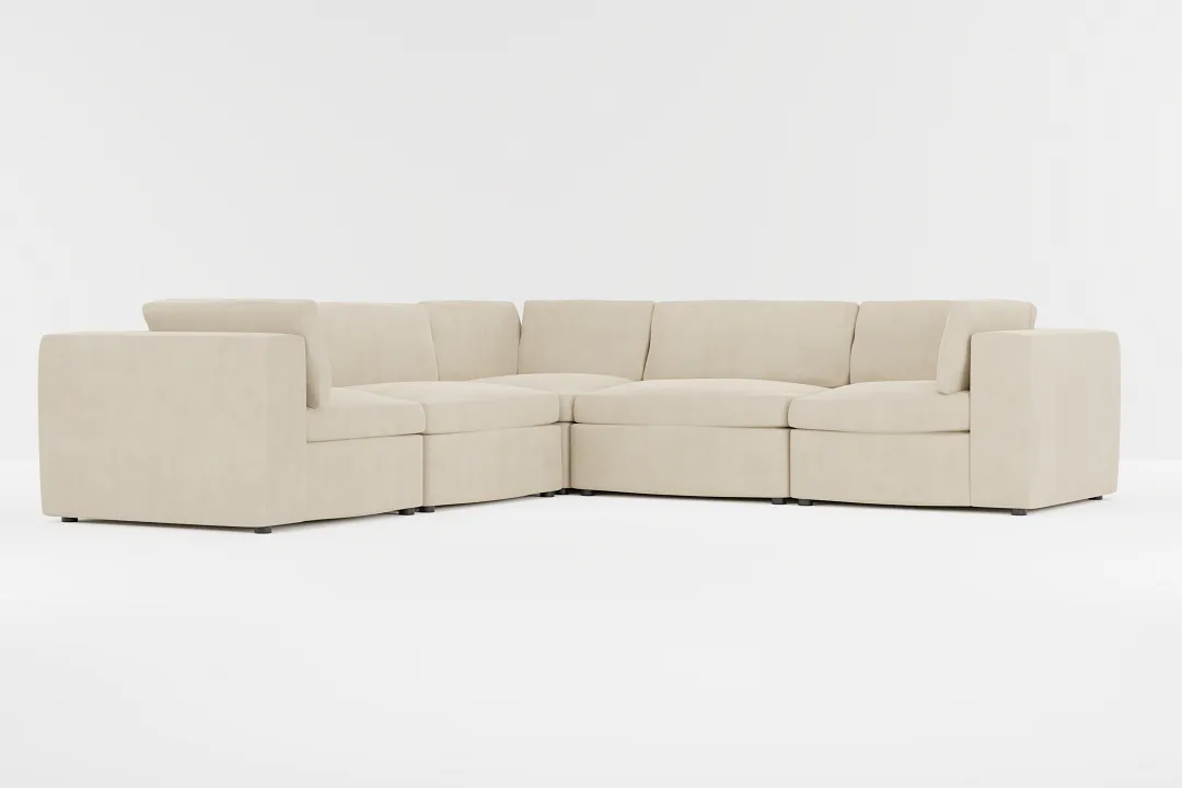 Destin Peyton Beige Fabric 5-piece Modular Sectional