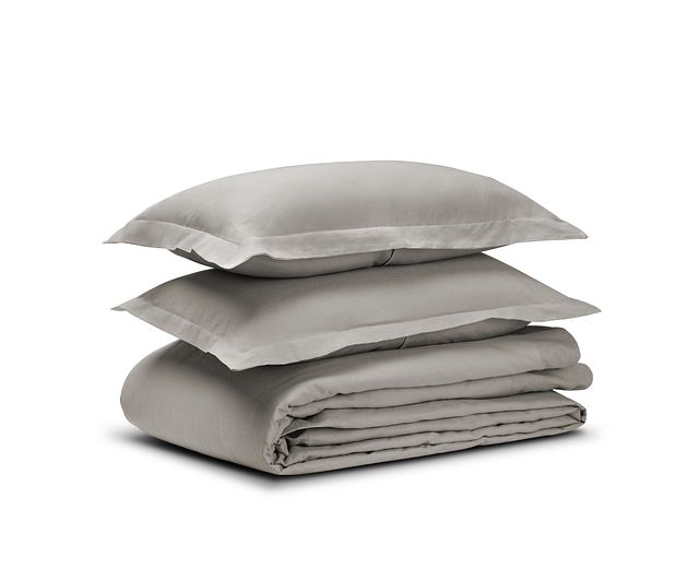 Linen Blend Gray Duvet Set