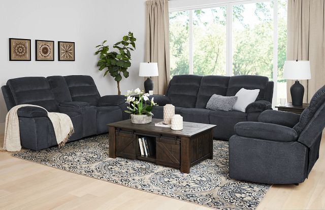 Orion Dark Gray Fabric Power Reclining Living Room