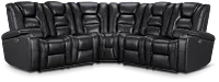 Troy Black Micro Small Dual Power Reclining Two-arm Sectional
