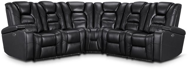 Troy Black Micro Small Dual Power Reclining Two-arm Sectional