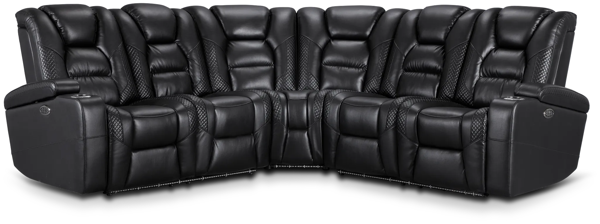 Troy Black Micro Small Dual Power Reclining Two-arm Sectional
