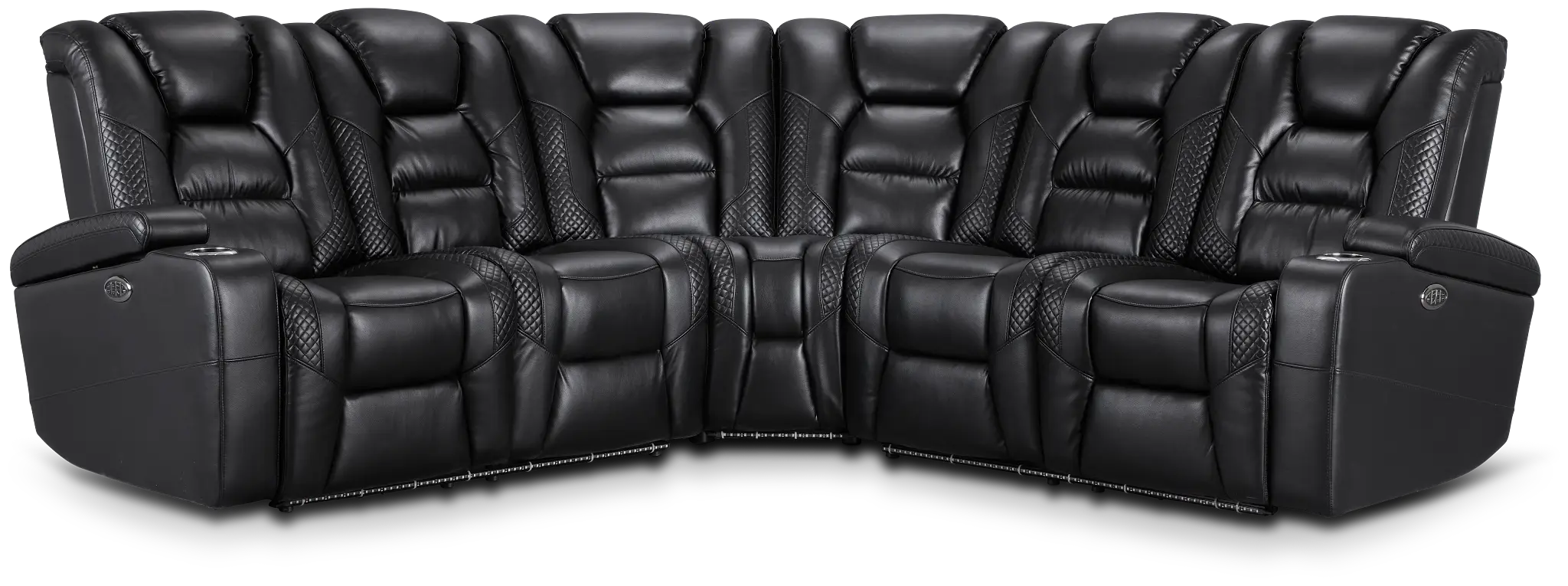 Troy Black Micro Small Dual Power Reclining Two-arm Sectional Troy Black Micro Small Dual Power Reclining Two-arm Sectional