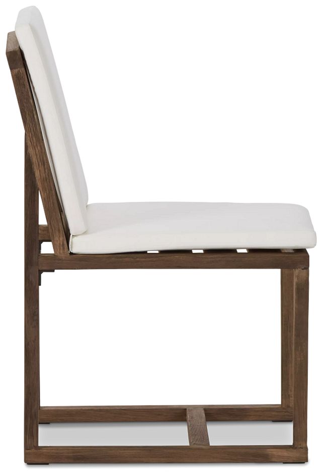 Linear Teak White Side Chair