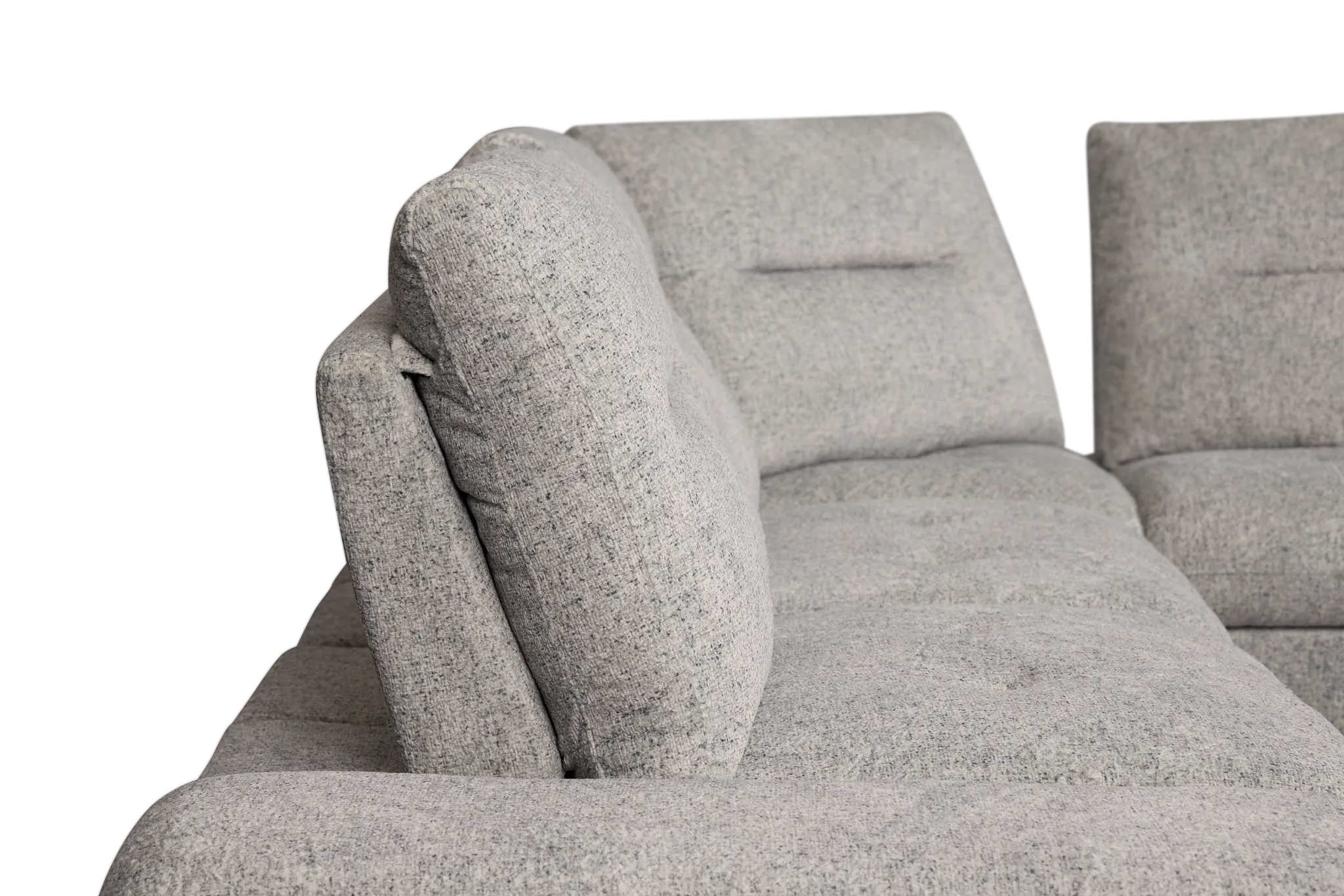 Mila Gray Fabric Small Triple Power Reclining Two-arm Sectional