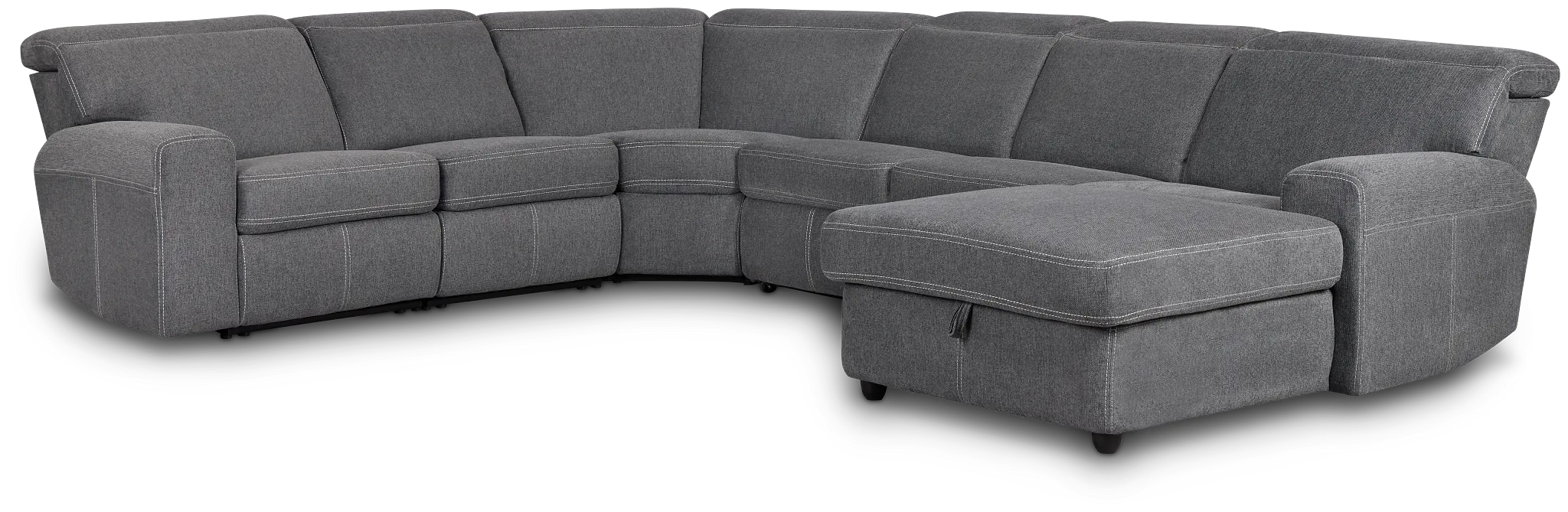 Callum Dark Gray Storage Small Right Reclining Chaise Sleeper Sectional