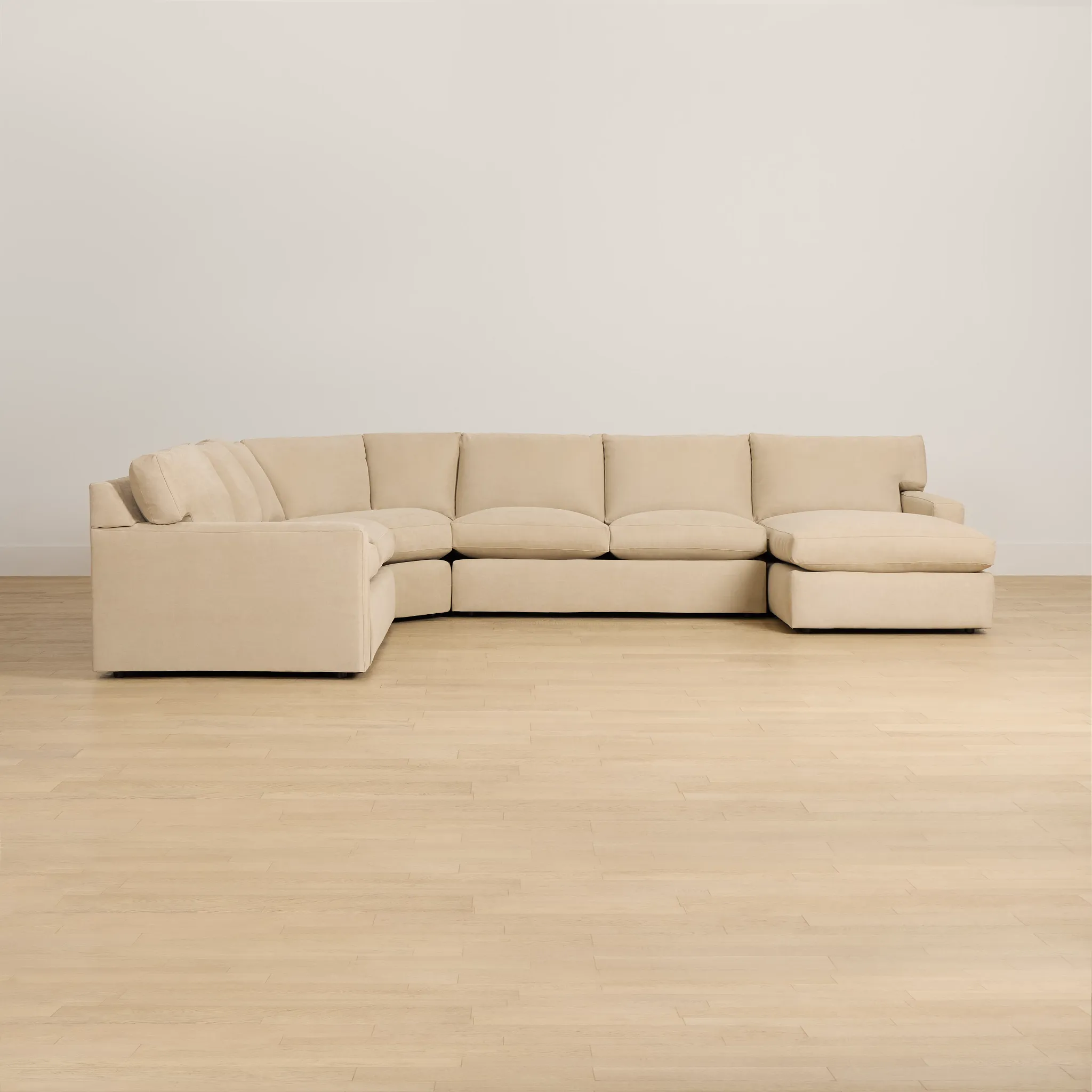 Hudson Beige Fabric Medium Right Chaise Wedge Sectional