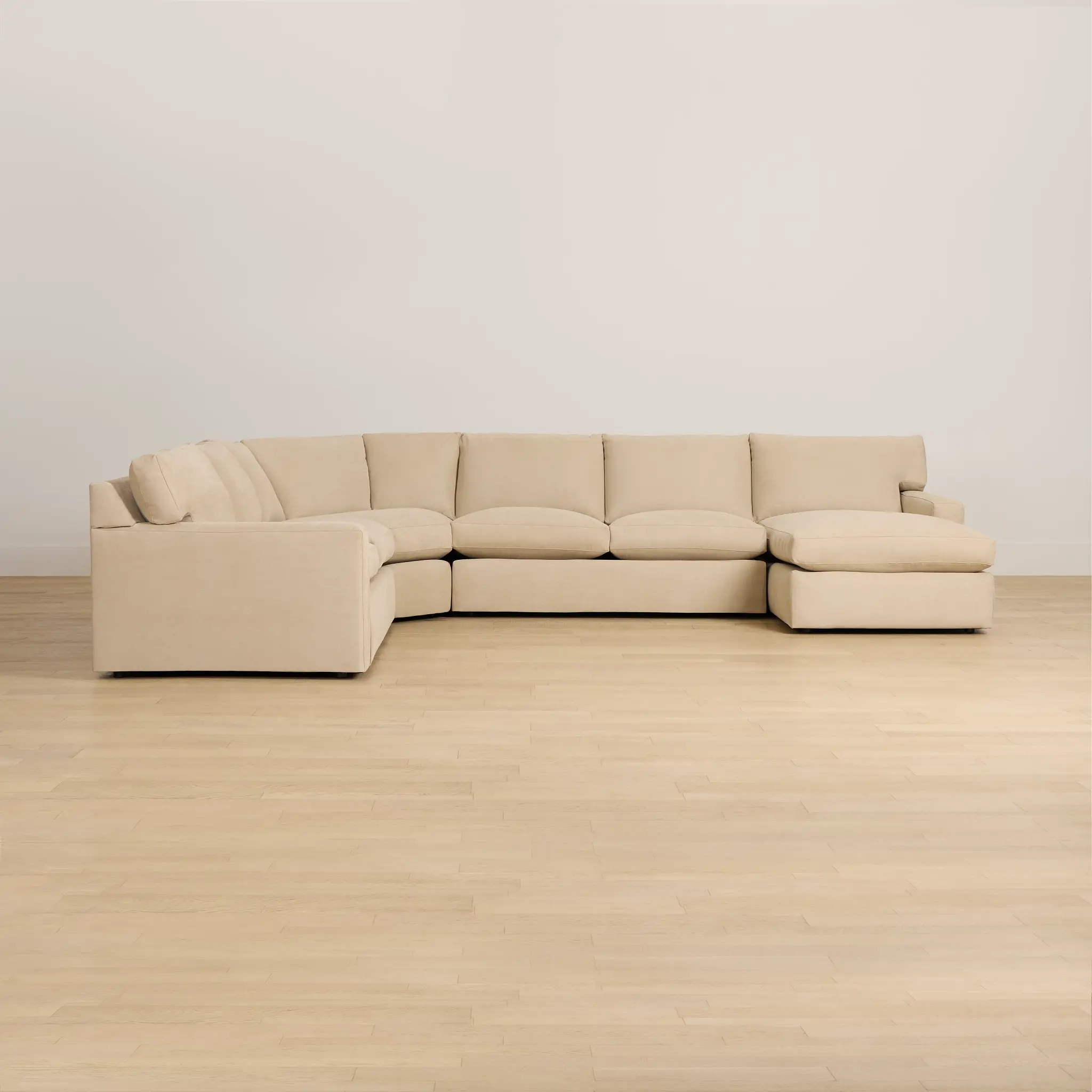 Hudson Beige Fabric Medium Right Chaise Wedge Sectional Hudson Beige Fabric Medium Right Chaise Wedge Sectional