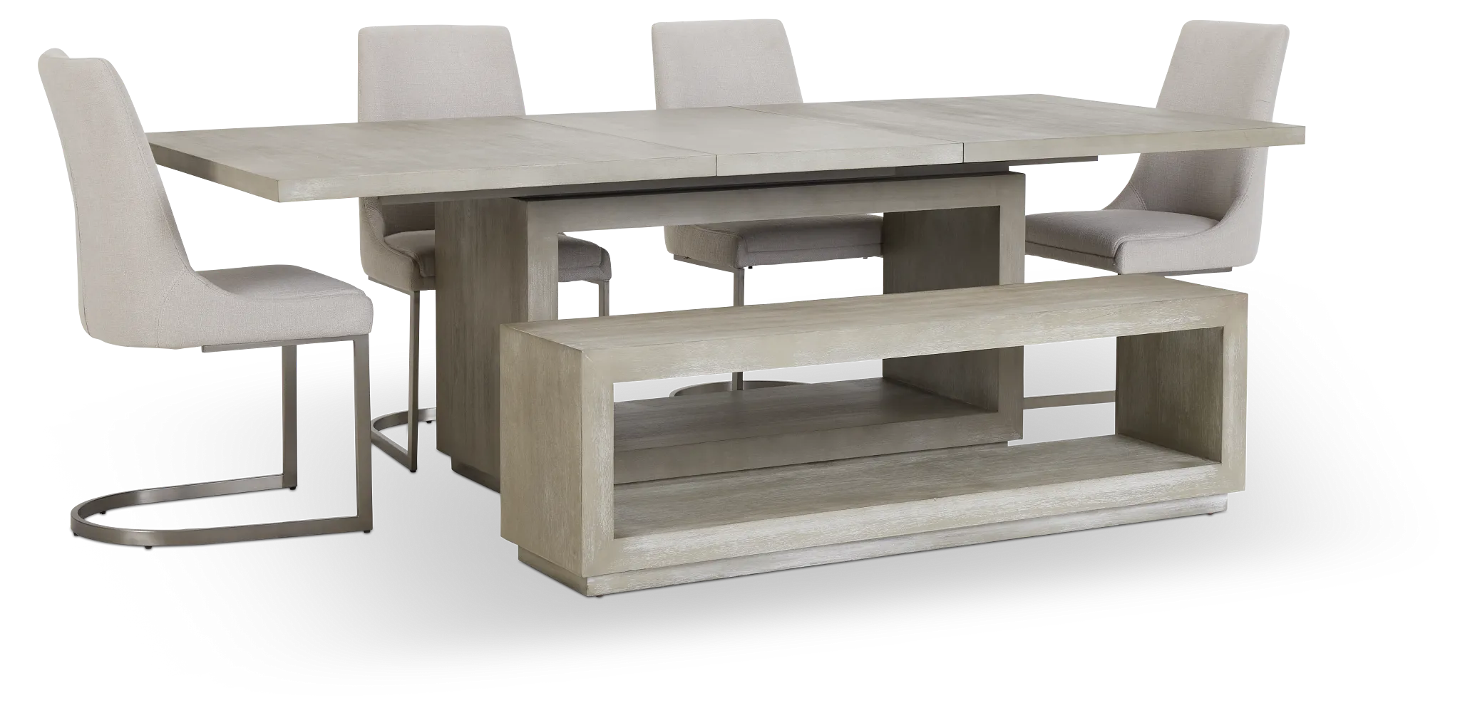 Madden Light Tone Rect Table, 4 Chairs & Bench