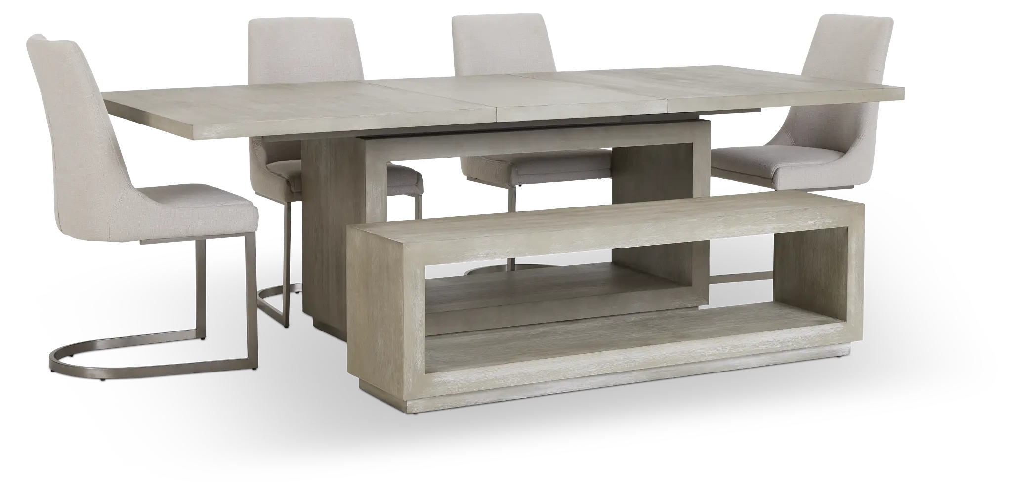 Madden Light Tone Rect Table, 4 Chairs & Bench Madden Light Tone Rect Table, 4 Chairs & Bench