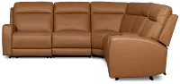 Flexsteel Belmont Medium Brown Lthr/vinyl Medium Triple Power 2-arm Sectional
