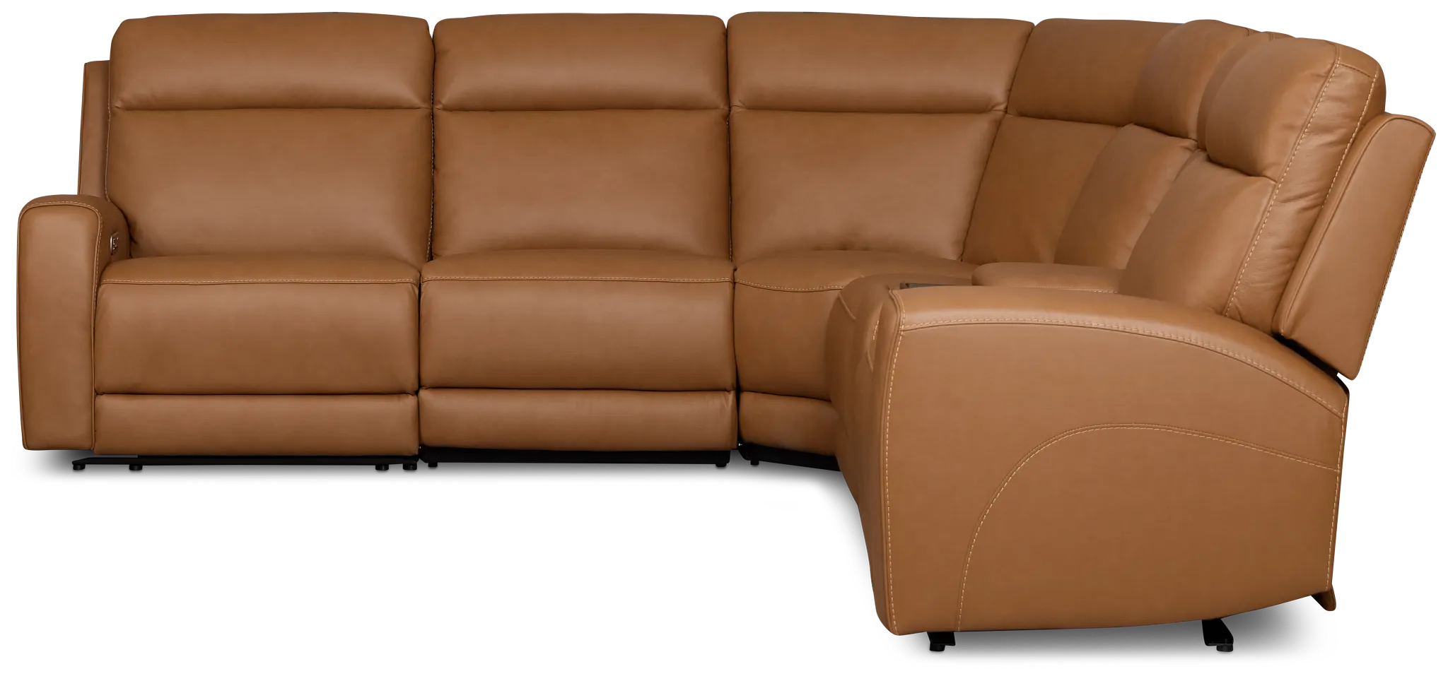 Flexsteel Belmont Medium Brown Lthr/vinyl Medium Triple Power 2-arm Sectional