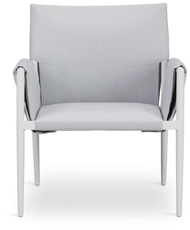 Barbados White Aluminum Sling Arm Chair