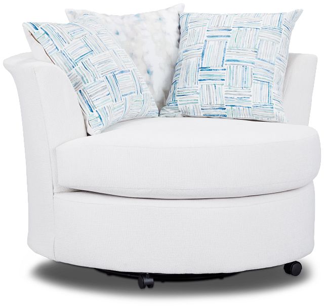 Rhodes White Fabric Swivel Chair