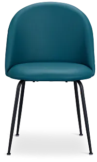 Capri Teal Micro Upholstered Side Chair W/ Black Legs