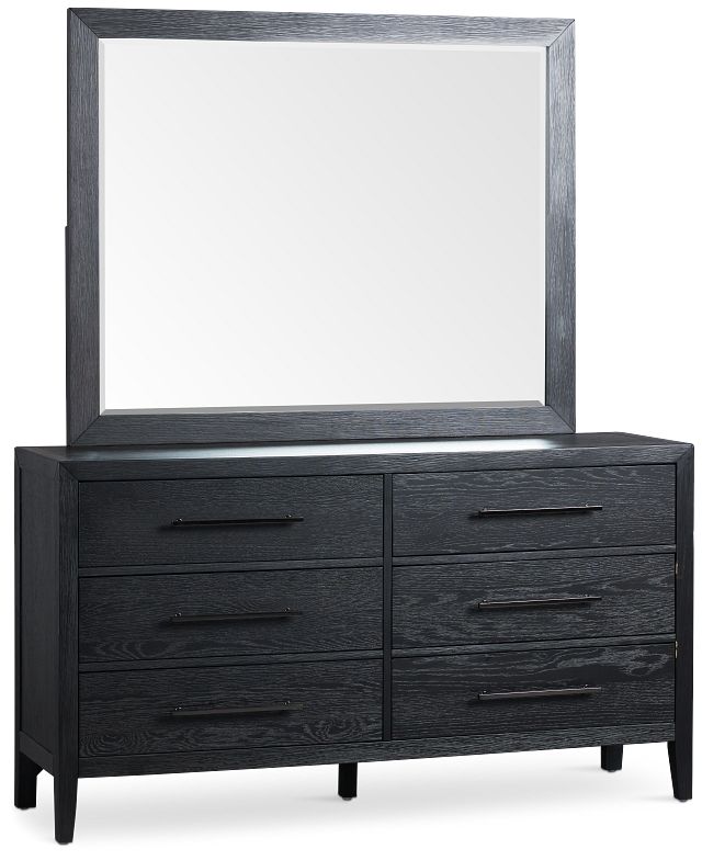 Alden Black Dresser & Mirror