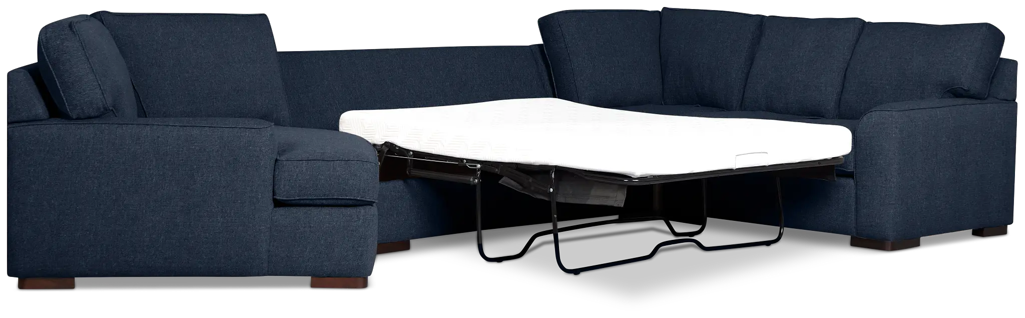 Sinclair Dark Blue Fabric Left Cuddler Cooling Memory Foam Sectional Sinclair Dark Blue Fabric Left Cuddler Cooling Memory Foam Sectional