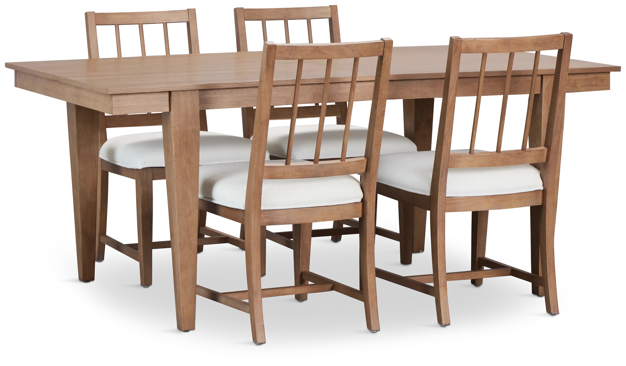 Provo Mid Tone Rect Table & 4 White Upholstered Chairs