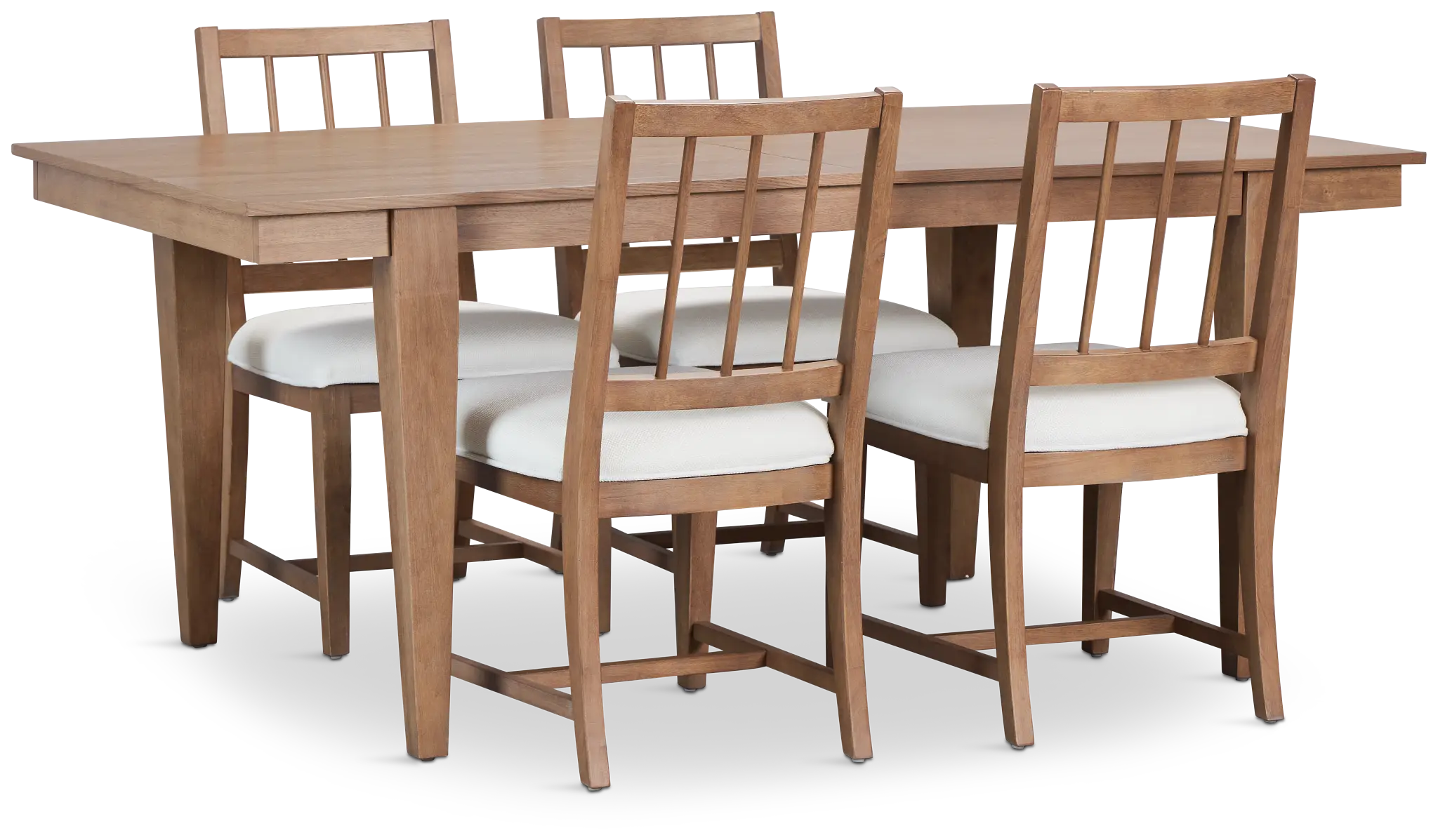 Provo Mid Tone Rect Table & 4 White Upholstered Chairs Provo Mid Tone Rect Table & 4 White Upholstered Chairs