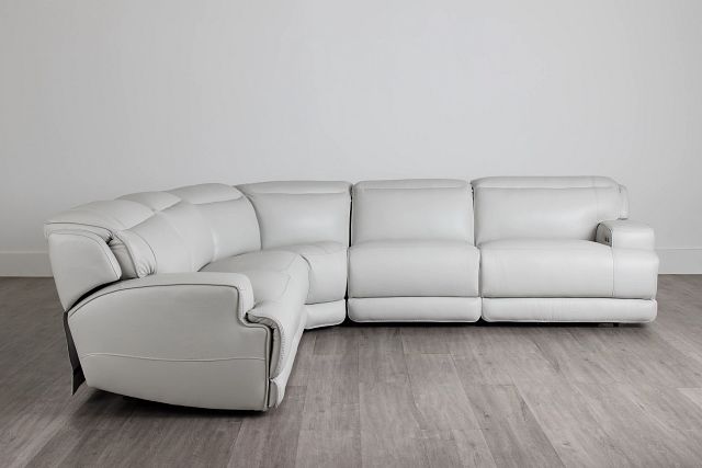 Reign Gray Lthr/vinyl Small Two-arm Power Reclining Sectional
