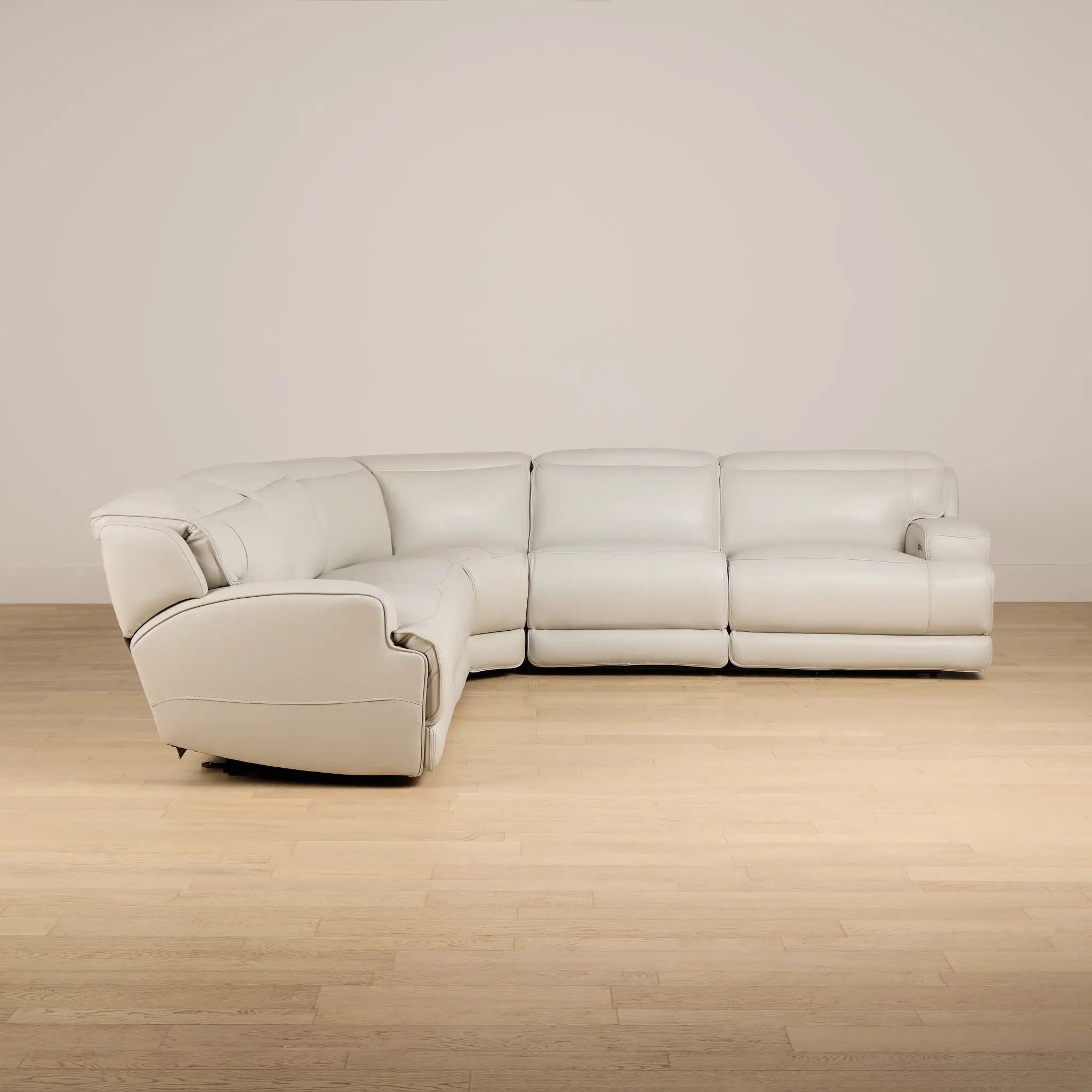 Reign Gray Leather/Vinyl Small Two-arm Power Reclining Sectional Reign Gray Leather/Vinyl Small Two-arm Power Reclining Sectional