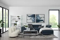 Drew Dark Blue Micro Right Chaise Sectional