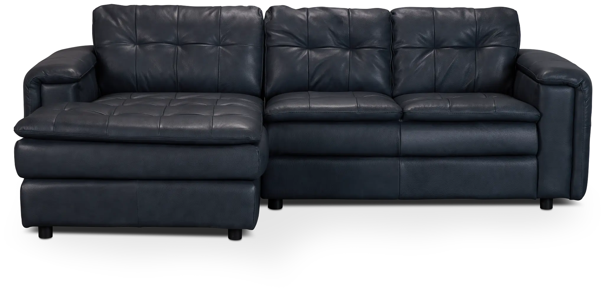 Rowan Navy Leather Left Chaise Sectional Rowan Navy Leather Left Chaise Sectional