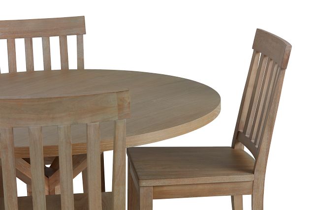 Nantucket Light Tone Round Round Table & 4 Light Tone Chairs