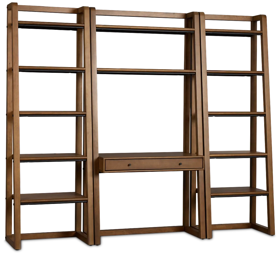 Rockford Light Tone Bookcase Wall Desk