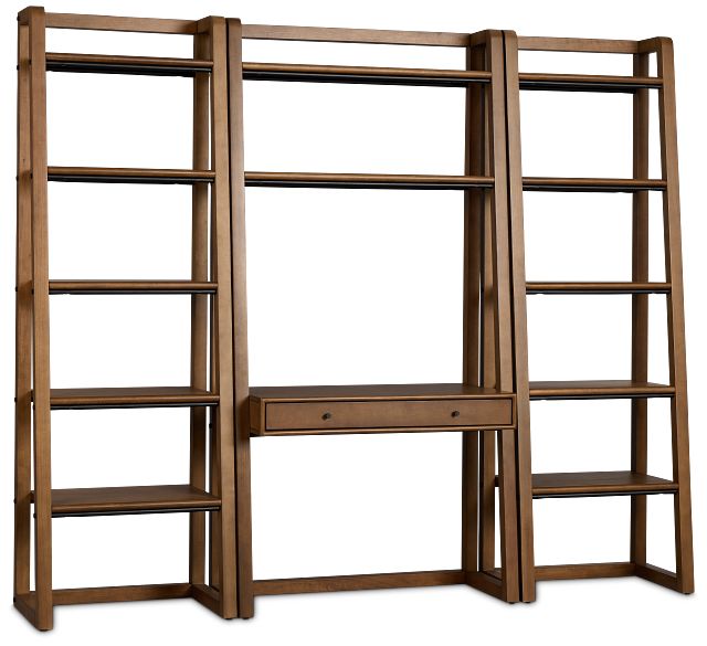 Rockford Light Tone Bookcase Wall Desk