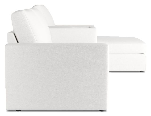 Citymod White Fabric Small Right Chaise Sectional With Media Console