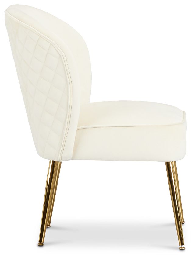 Tami White Velvet Accent Chair