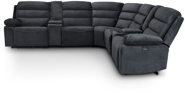 Orion Dark Gray Fabric Large Dual Power Reclining Two-arm Sectional (3)