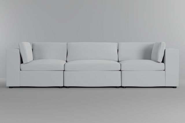 Destin Suave White Fabric 3-piece Modular Sofa
