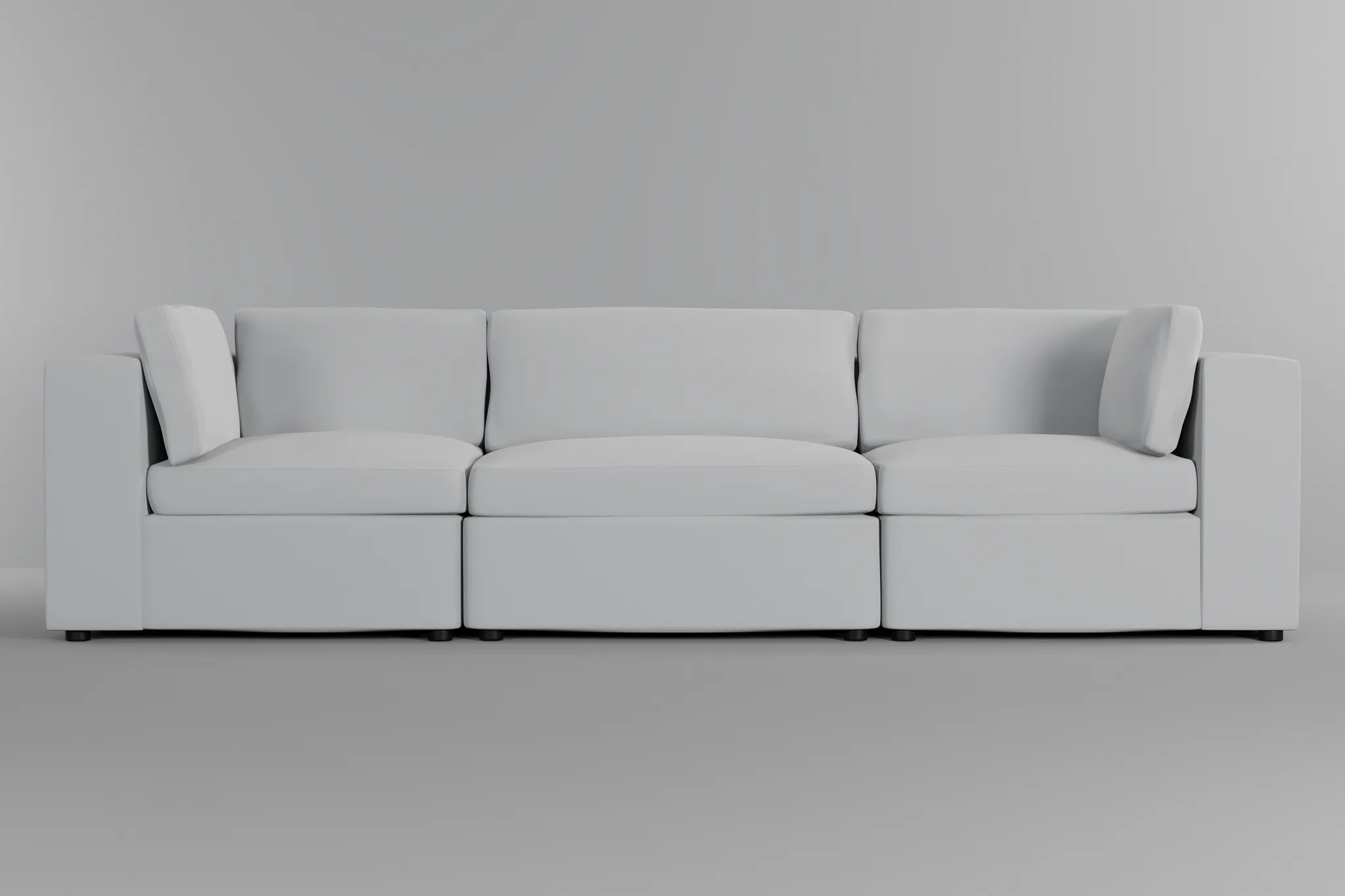 Destin Suave White Fabric 3-piece Modular Sofa