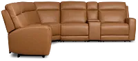 Flexsteel Belmont Medium Brown Lthr/vinyl Large Triple Power Reclining Two-arm Sectional