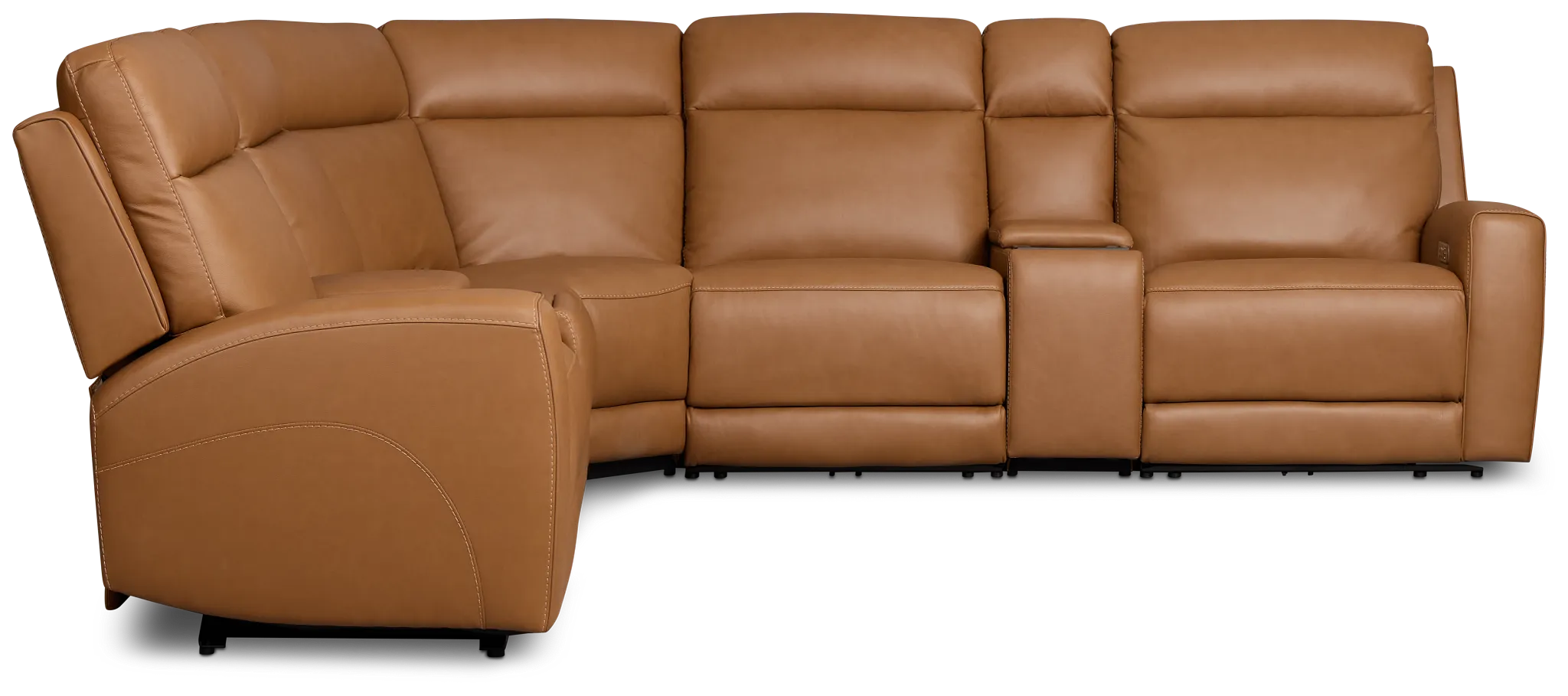 Flexsteel Belmont Medium Brown Lthr/vinyl Large Triple Power Reclining Two-arm Sectional