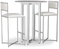 Amalfi White Marble Pub Table & 2 Metal Barstools