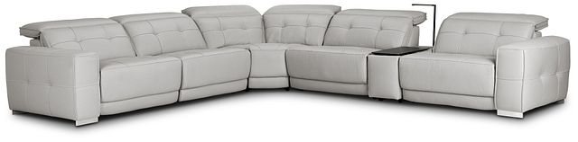 Reva Gray Leather Medium Triple Power 2-arm Sectional