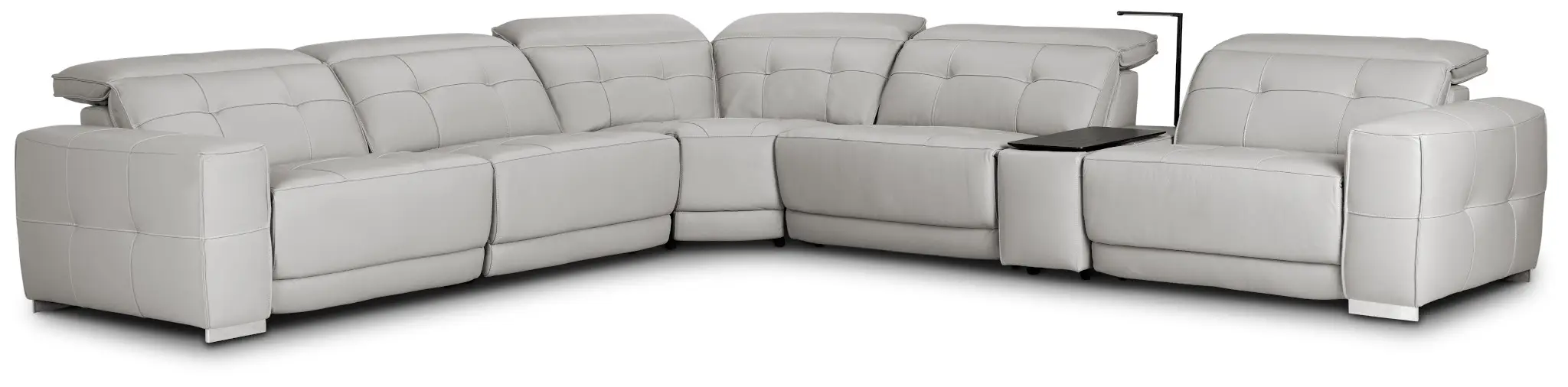 Reva Gray Leather Medium Triple Power 2-arm Sectional Reva Gray Leather Medium Triple Power 2-arm Sectional