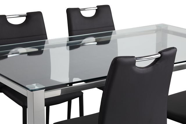 Skyline Black Rect Table & 4 Upholstered Chairs (0)