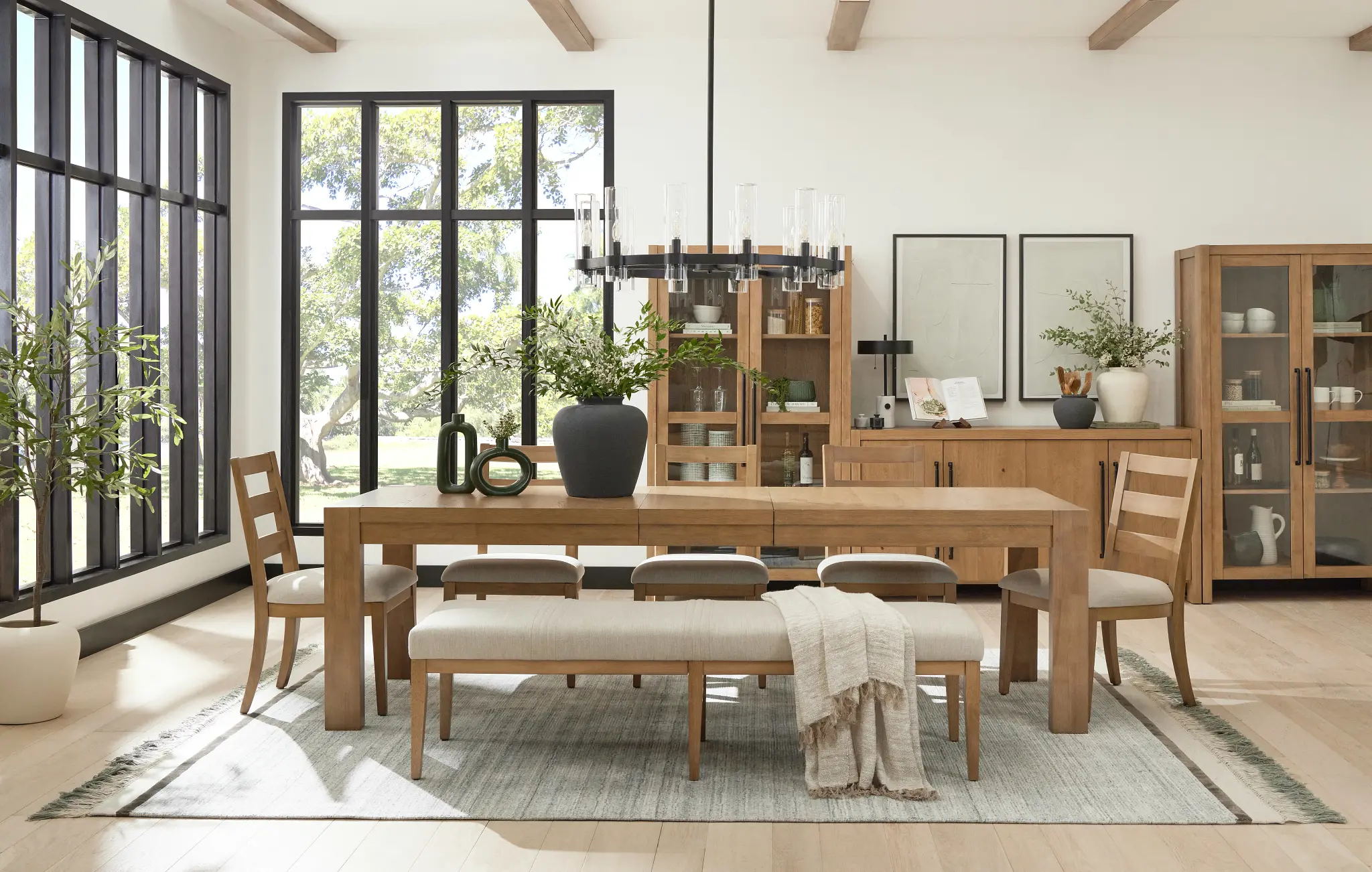 Tahoe Light Tone Rect Table & 4 Slat Chairs Tahoe Light Tone Rect Table & 4 Slat Chairs