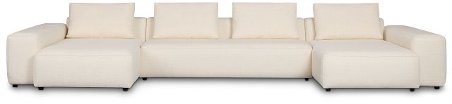 Cleo Light Beige Fabric Double Chaise Sectional
