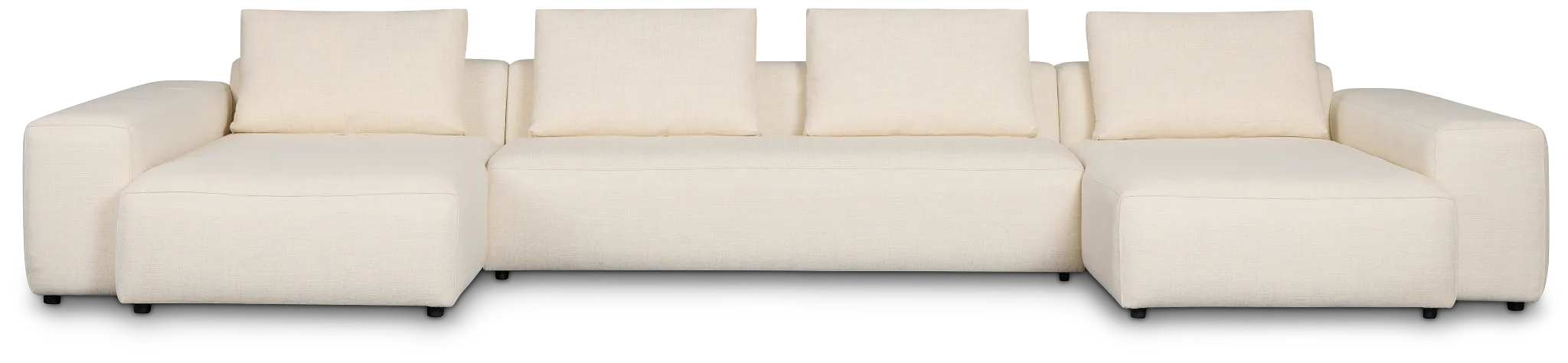 Cleo Light Beige Fabric Double Chaise Sectional