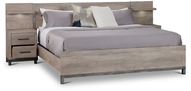 Evanston Gray Spread Bed W/ Two Nightstands